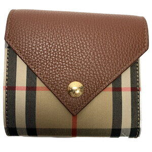 Burberry Tri fold Wallet Leather Canvas Brown